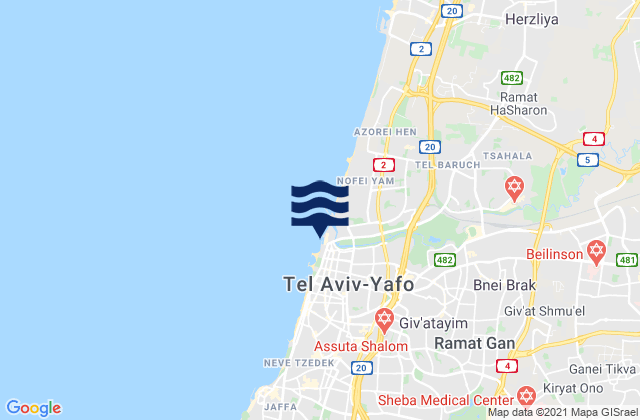 Tel Aviv District, Israel tide times map