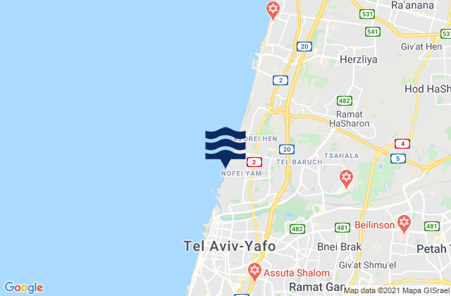Tel Baruch North Beach, Palestinian Territory tide times map