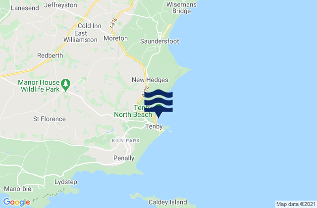 Tenby (North Beach), United Kingdom tide times map