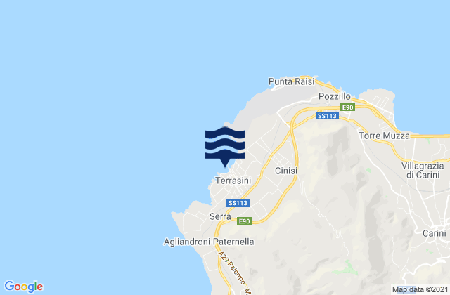 Terrasini, Italy tide times map