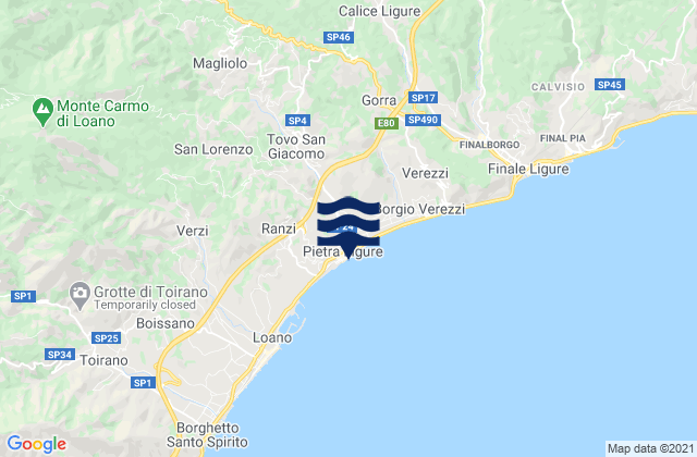 Tovo San Giacomo, Italy tide times map