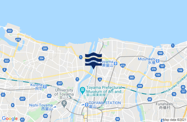 Toyama Shi, Japan tide times map