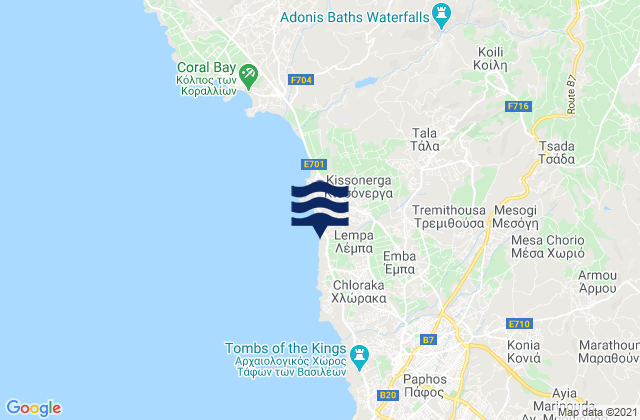 Tsada, Cyprus tide times map