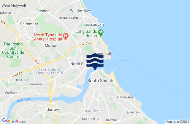 Tyne River Entrance, United Kingdom tide times map