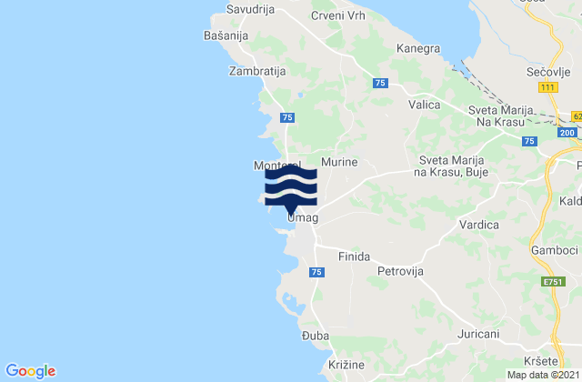 Umag, Croatia tide times map