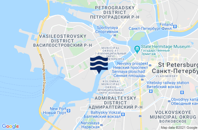 Vasileostrovskiy Rayon, Russia tide times map
