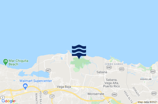 Vega Baja Municipio, Puerto Rico tide times map