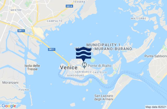 Venezia, Italy tide times map