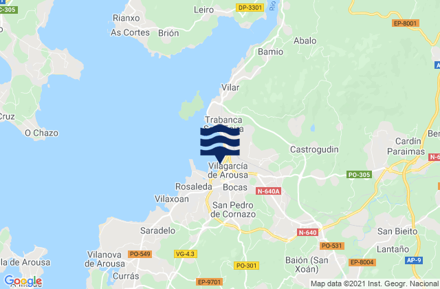 Villagarcia de Arousa, Spain tide times map