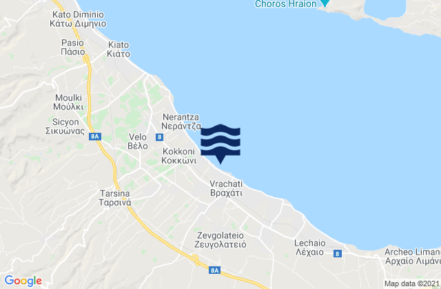 Vokhaiko, Greece tide times map
