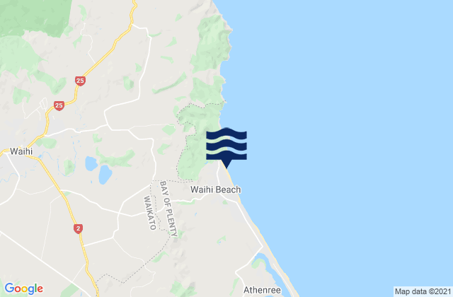 Waihi Beach, New Zealand tide times map
