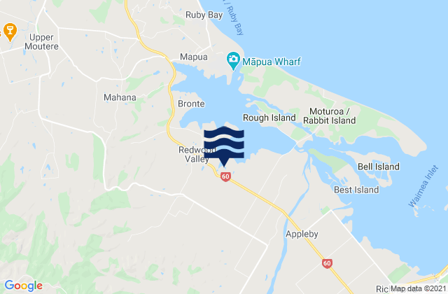 Wakefield, New Zealand tide times map