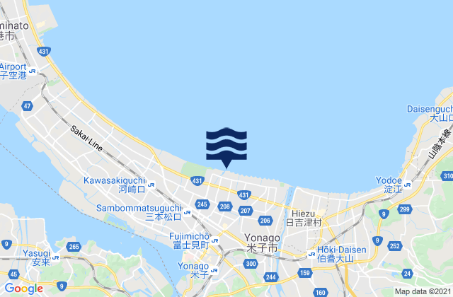 Yonago, Japan tide times map