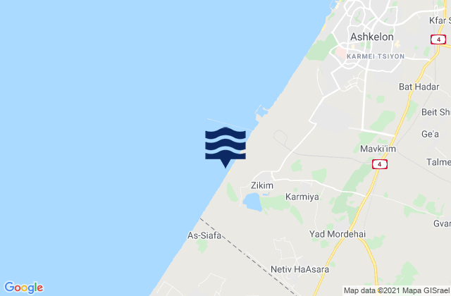 Ziqim ( Zikim) Beach, Israel tide times map