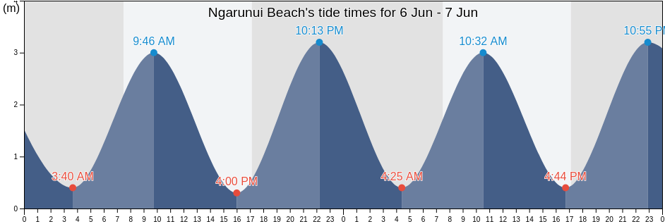 Ngarunui Beach, Auckland, New Zealand tide chart