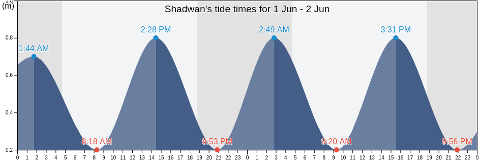 Shadwan, Duba', Tabuk Region, Saudi Arabia tide chart