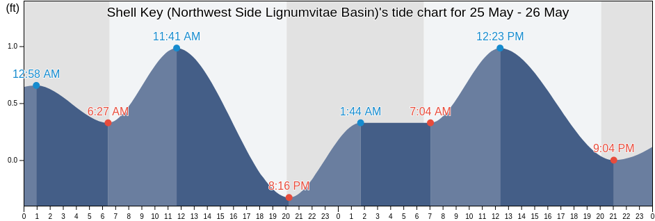 Shell Key (Northwest Side Lignumvitae Basin), Miami-Dade County, Florida, United States tide chart