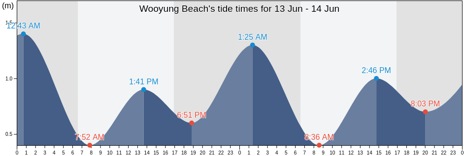 Wooyung Beach, Tweed, New South Wales, Australia tide chart