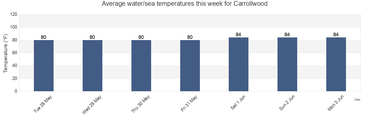 Water temperature in Carrollwood, Hillsborough County, Florida, United States today and this week
