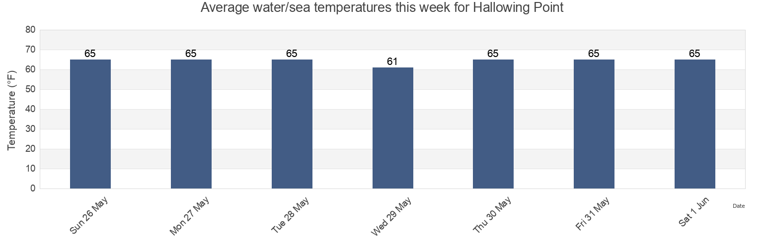 Water temperature in Hallowing Point, Charles County, Maryland, United States today and this week