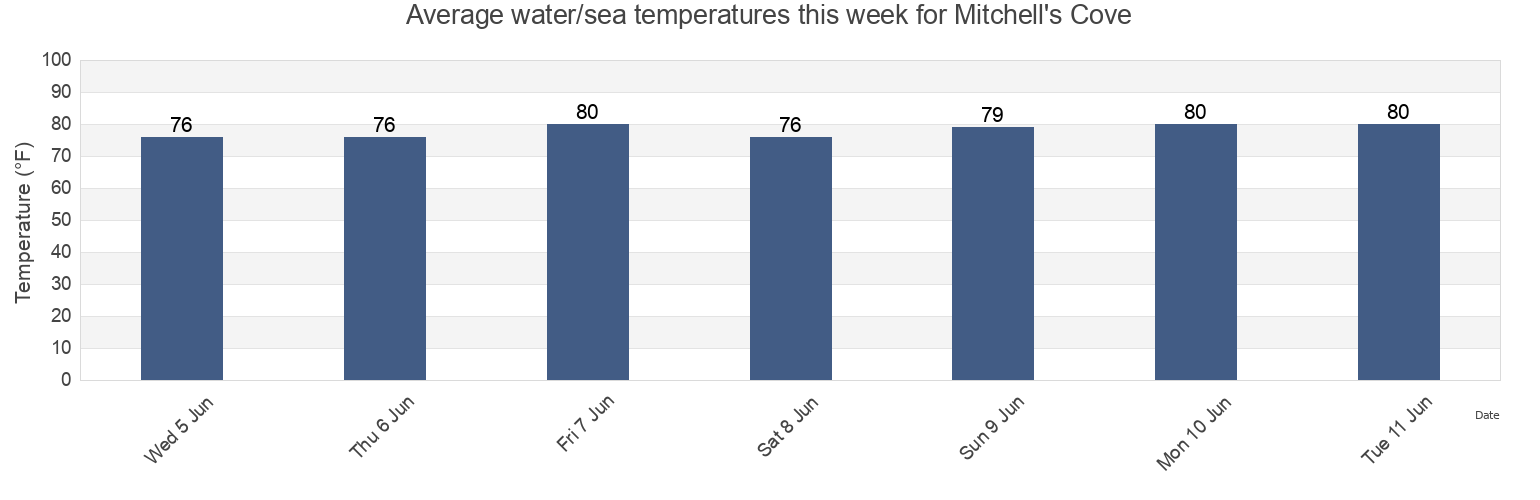 Water temperature in Mitchell's Cove, Clay County, Florida, United States today and this week