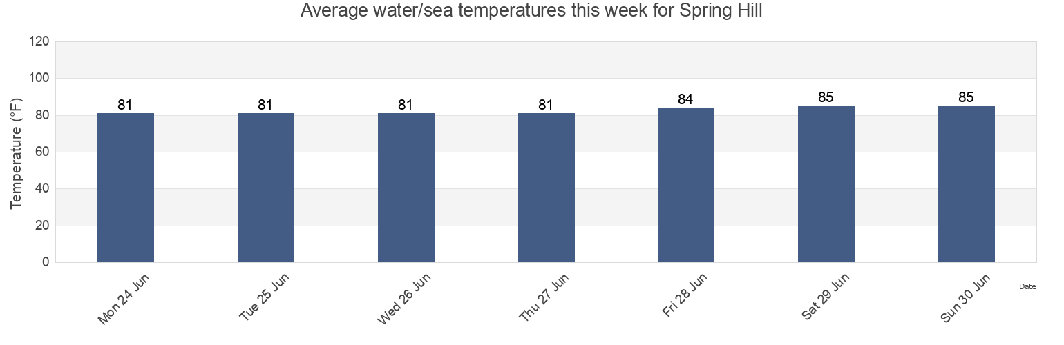 Water temperature in Spring Hill, Hernando County, Florida, United States today and this week