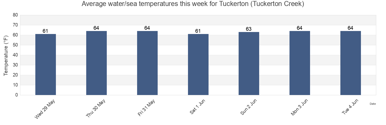 Water temperature in Tuckerton (Tuckerton Creek), Atlantic County, New Jersey, United States today and this week